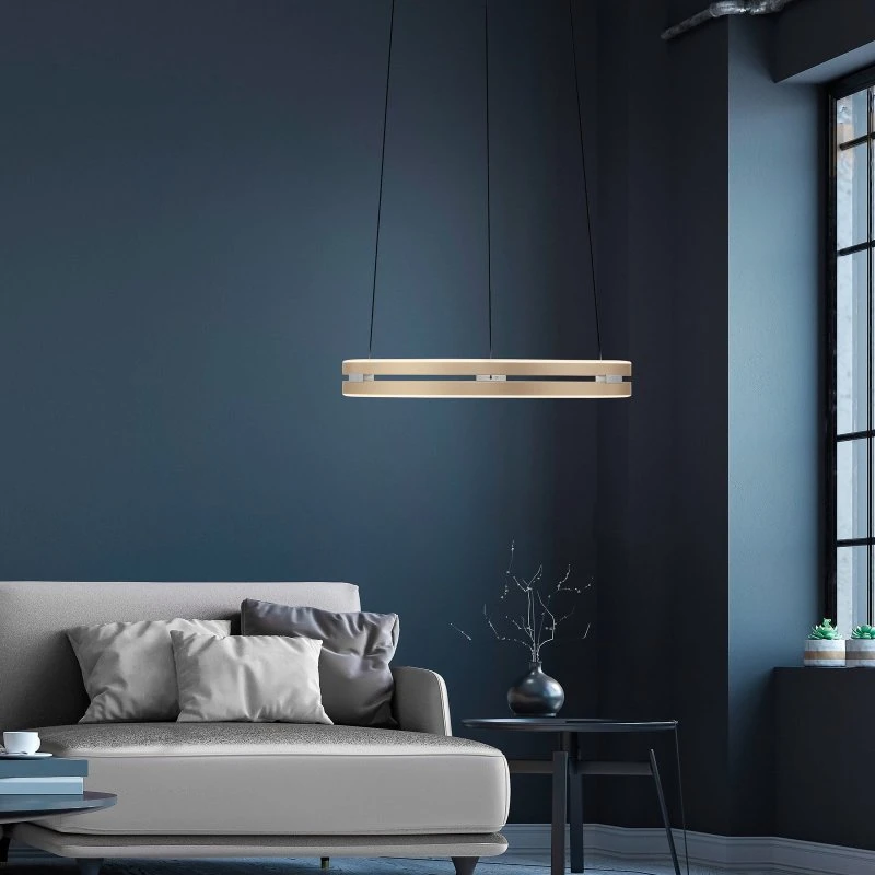 Paul Neuhaus PURE E-Loop Żyrandol LED, Kość Słoniowa/Złoto, Ø 50 cm