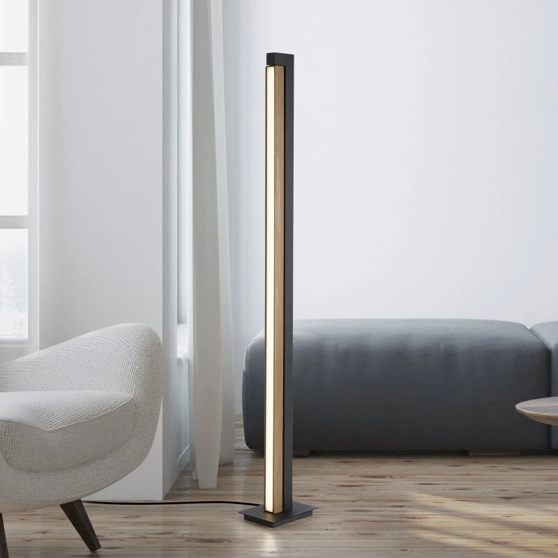 Paul Neuhaus Lampa stojąca LED PURE Lines Floor, dąb/grafit, 140 cm