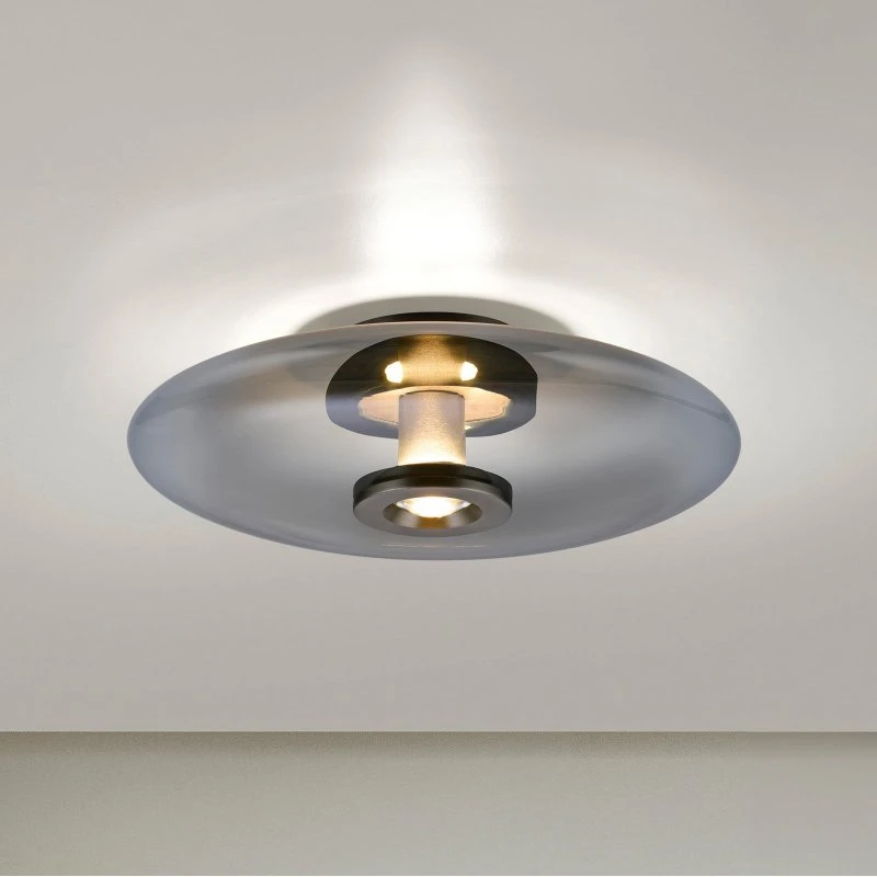 Lampa sufitowa LED Vitrum PURE, szara, szkło/aluminium, Ø 45 cm