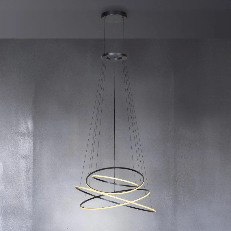 Paul Neuhaus Żyrandol LED PURE E-Flying Rings, Mystic Grey, Ø110 cm