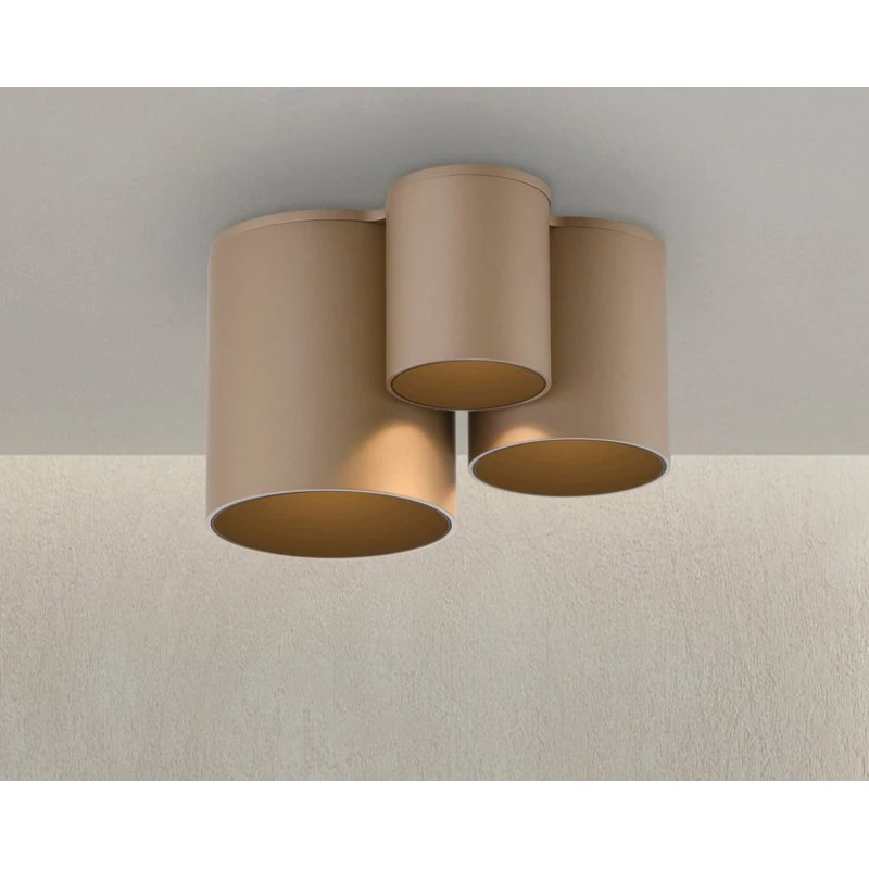Lampa sufitowa LED PURE Point, brązowa, 18 cm, IP44, 3-punktowa