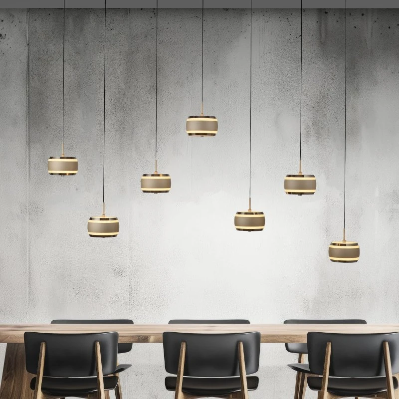 Żyrandol LED PURE Falling Rings, brązowy, 132 cm, 7-punktowy