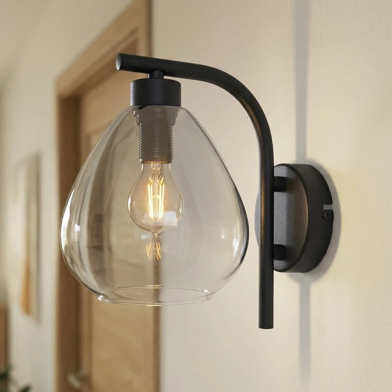 Lindby Pendura Lampa Ścienna Ø15 Czarny/Przydymiony Szary