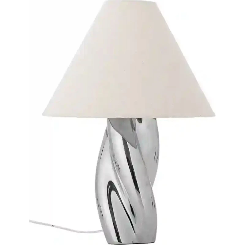 Bloomingville Silva Lampa Stołowa 49 cm - Srebrna, Lniana
