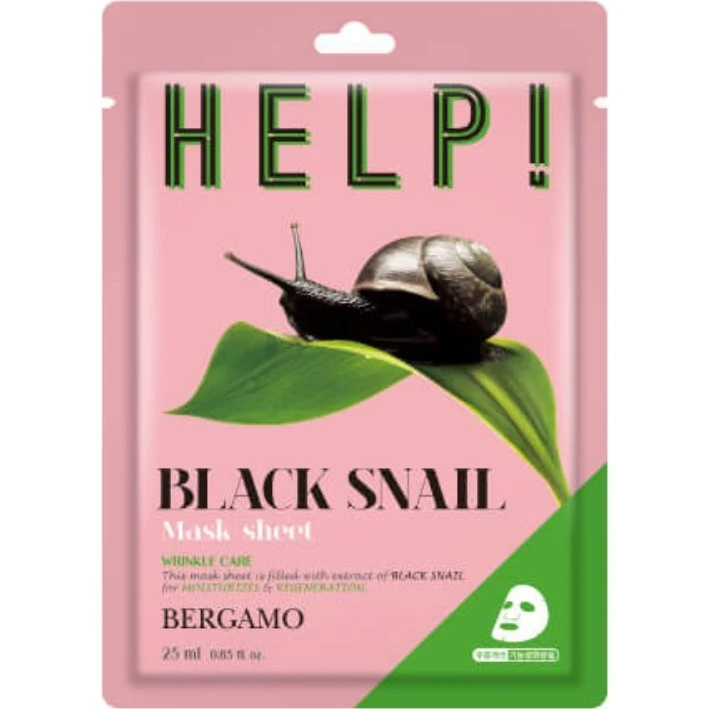 BERGAMO HELP! Black Snail Mask Sheet - Maska ujędrniająca 25ml