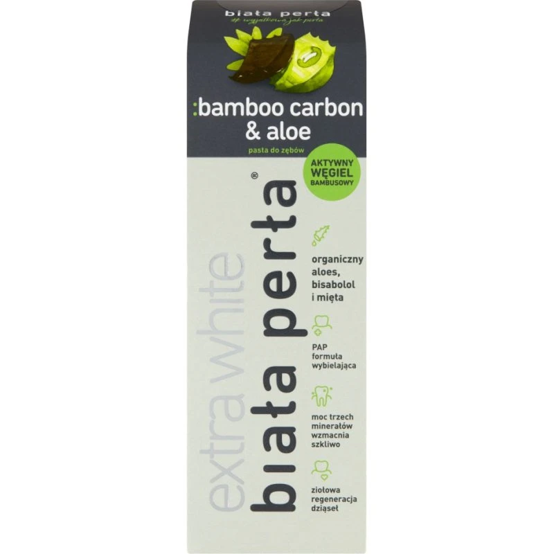 Biała Perła Bamboo Carbon & Aloe czarna pasta wybielająca 75ml