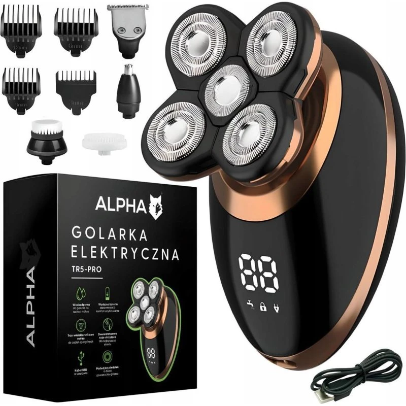 Alpha TR5-PRO Golarka Męska 5W1, Czarna