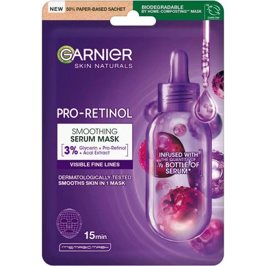 Garnier Pro-Retinol wygładzająca serum-maska na tkaninie 22g