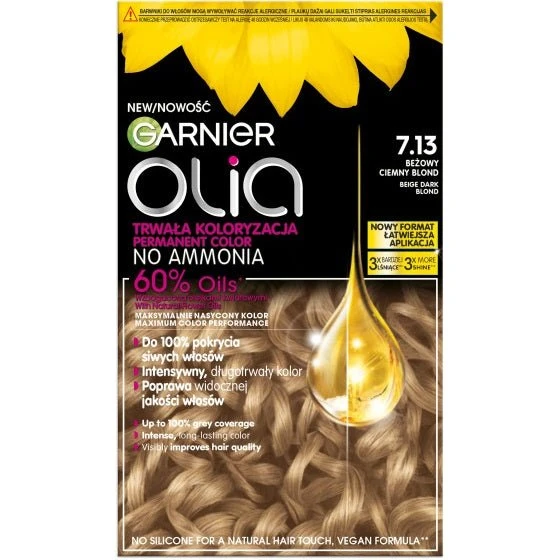 Garnier Olia 7.13 Beżowy Ciemny Blond - Farba do włosów