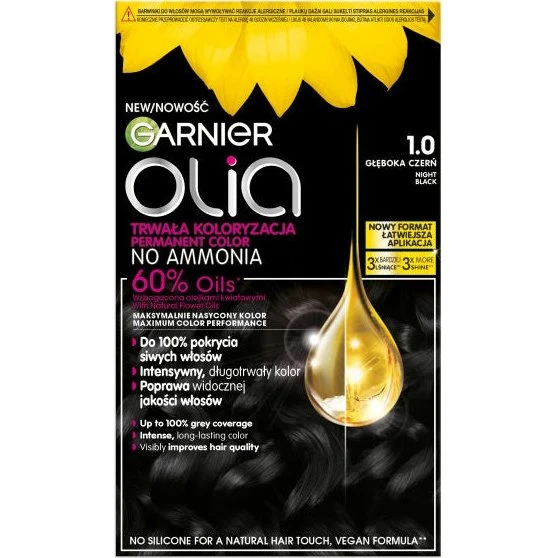 Garnier Olia 1.0 Głęboka Czerń - Trwała Farba do Włosów