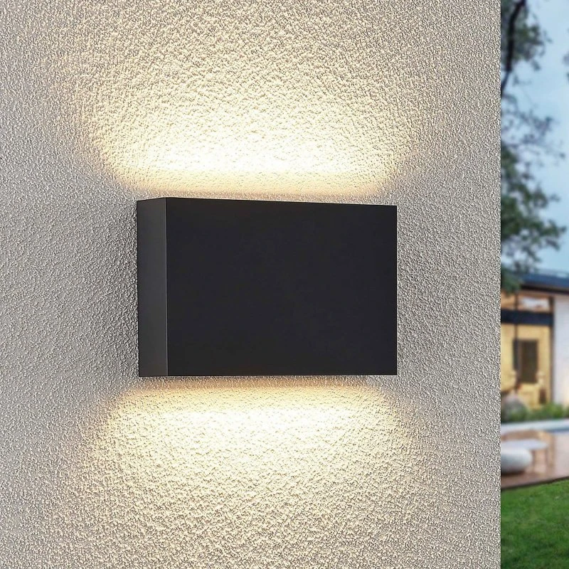 Kinkiet zewnętrzny LED Jarte Lindby, 20cm, góra/dół, szary RAL7024