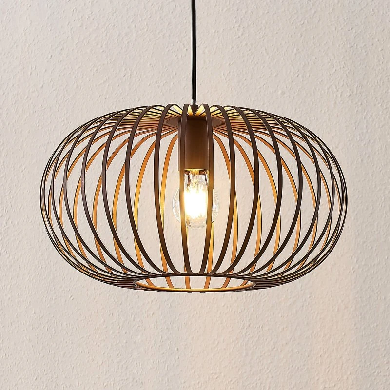 Lindby Nahele Lampa Wisząca Brown, Metal, Ø 40 cm