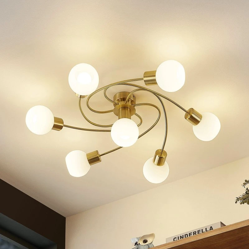 Lindby Ciala 7 Lampa Sufitowa Brass/Opal