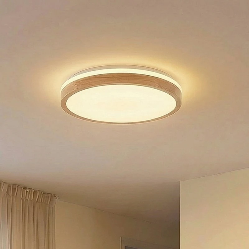 Lindby Emiva Top Lampa Sufitowa Wood/White Ø 49 cm