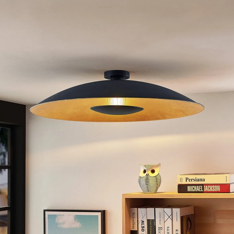 Lampa sufitowa Lindby Narisara, Ø 80 cm, czarno-złota