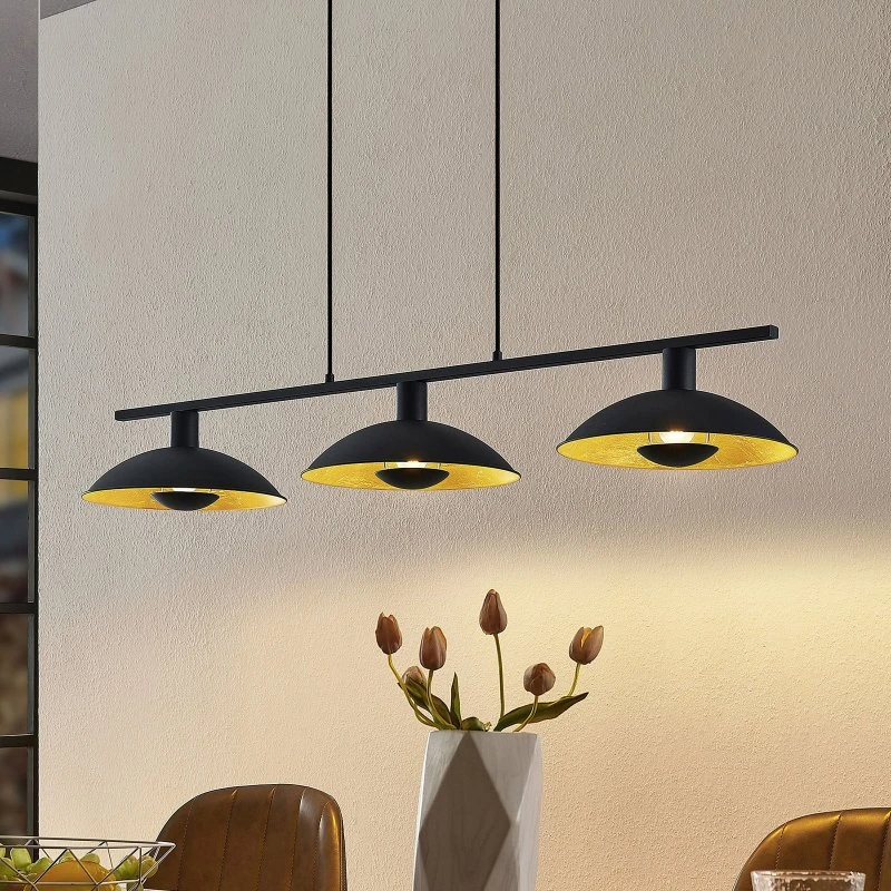 Lindby Narisara Lampa Wisząca Black/Gold 118 cm, 3-punktowa