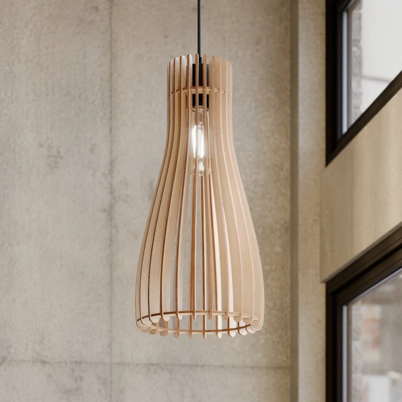 Lampa wisząca Envostar Furn ze sklejki brzozowej, 1-punktowa