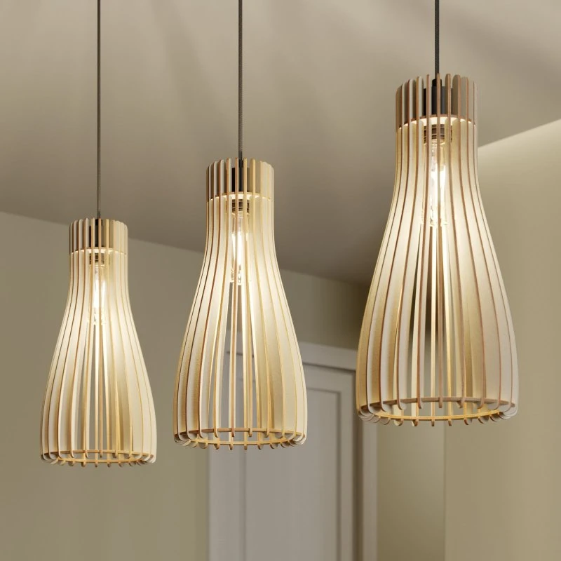 Lampa wisząca Envostar Furn – sklejka brzozowa, 3-punktowa