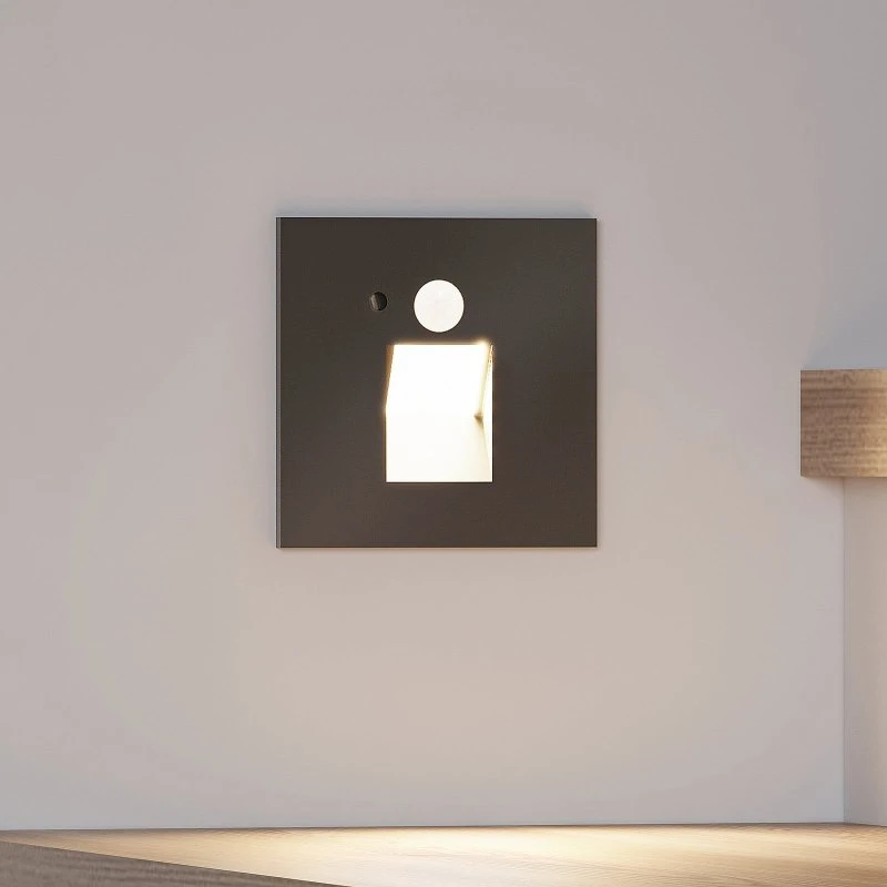 Arcchio Neru Square LED Kinkiet Wpuszczany z Czujnikiem Ruchu - Czarny