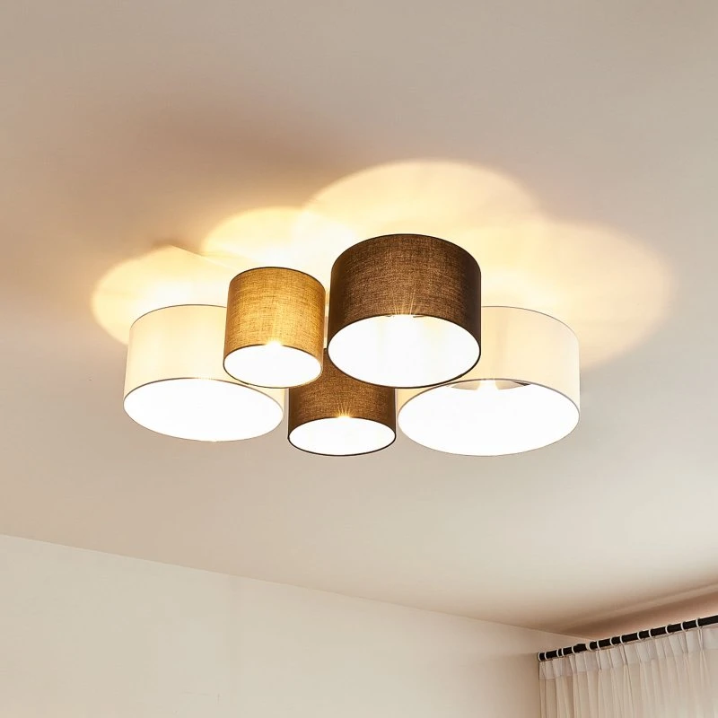 Lindby Lettie Lampa Sufitowa 5-punktowa Grey/Black/White