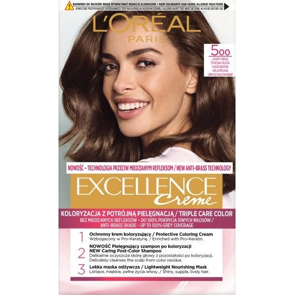 L'Oreal Paris Excellence Creme farba do włosów 500 Jasny Brąz