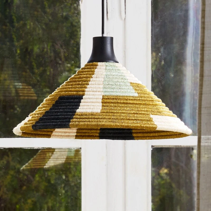 Forestier Parrot XS żyrandol zielony, rattan i abacá