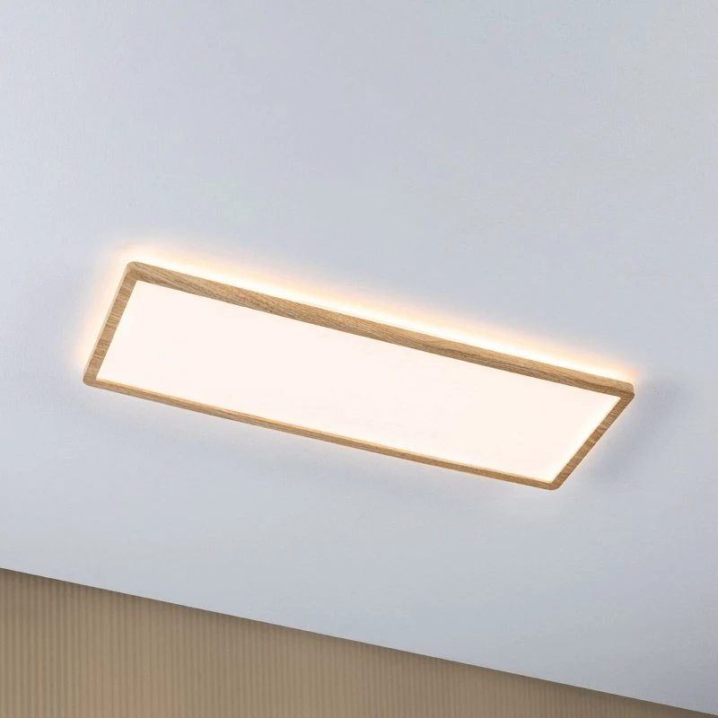 Paulmann Atria Shine Panel LED 58 cm, drewno, IP44, 3000K