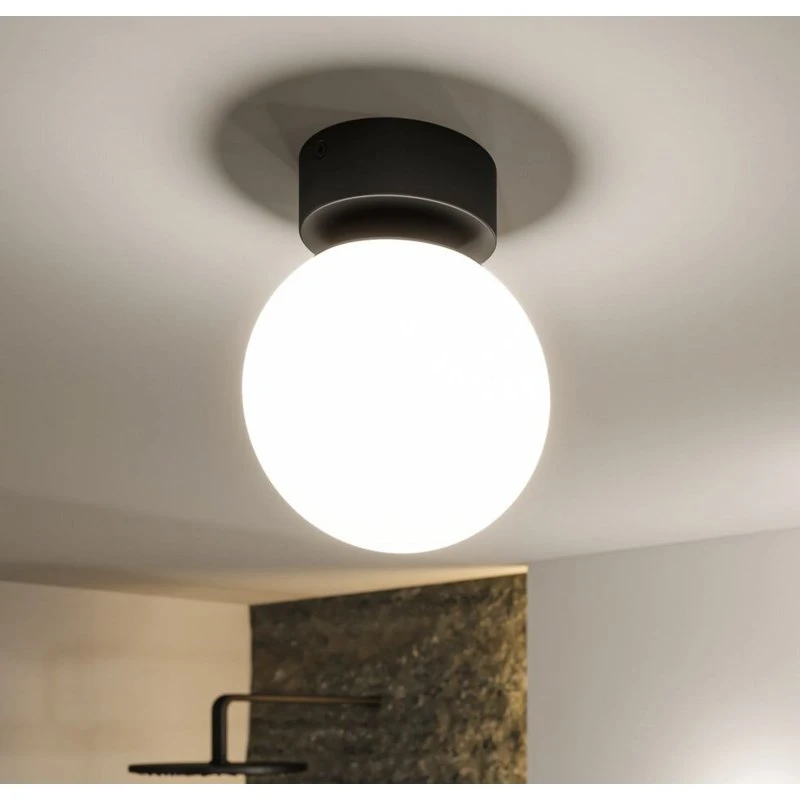 Paulmann Gove LED Lampa sufitowa, czarna, IP44, szkło kula