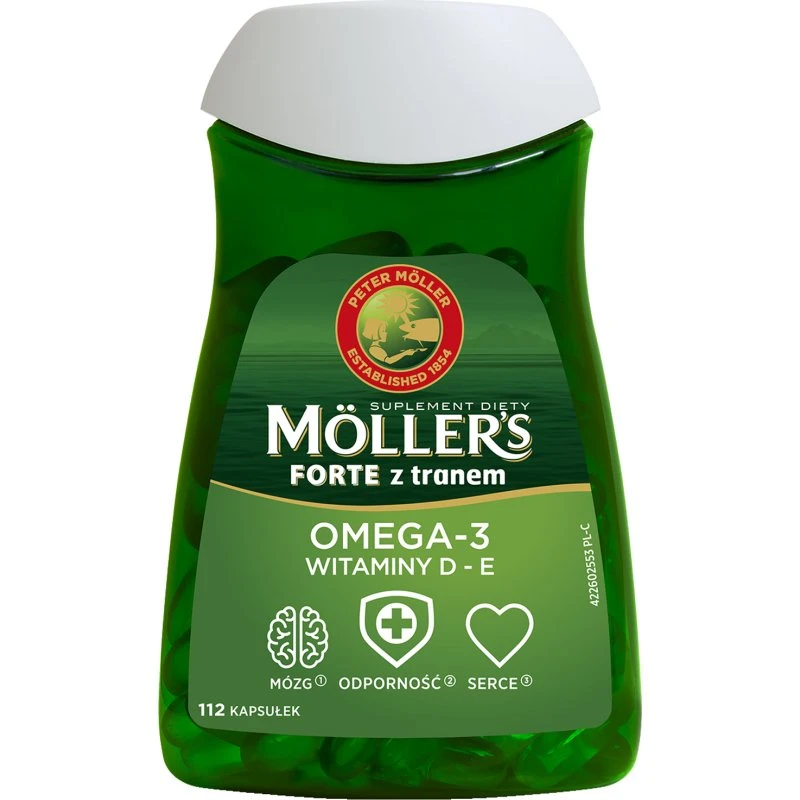 Möller's Forte z tranem 112 kapsułek Omega-3, D3, E