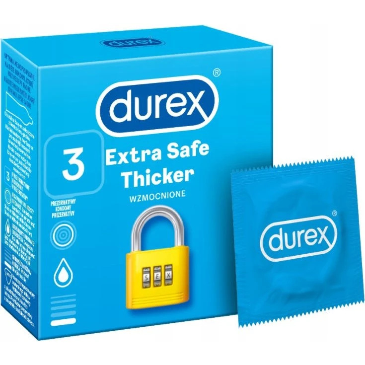 Durex Extra Safe prezerwatywy nawilżane 3 szt.