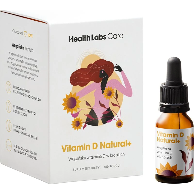 HealthLabs Vitamin D Natural+ 9,9 ml wegańska witamina D3 w kroplach