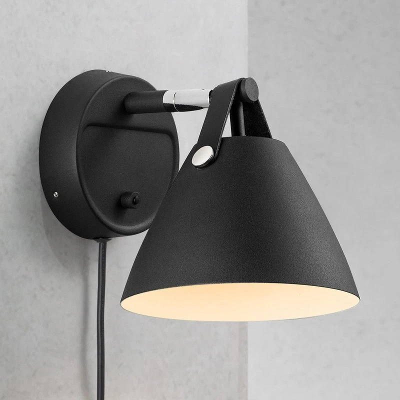 Nordlux Strap 15 Black - Kinkiet ze skórzanym rzemieniem