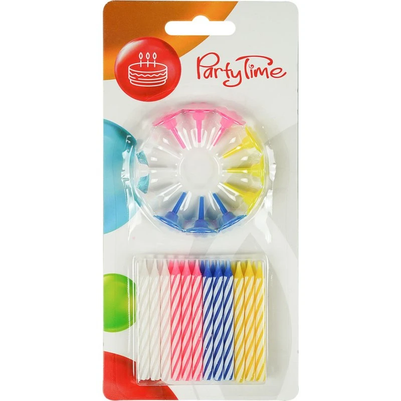 Arpex Świeczki Urodzinowe 24 szt. z 12 podstawkami