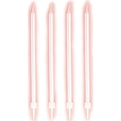 Perłowe Różowe Świeczki Urodzinowe 12+12 z Podstawkami