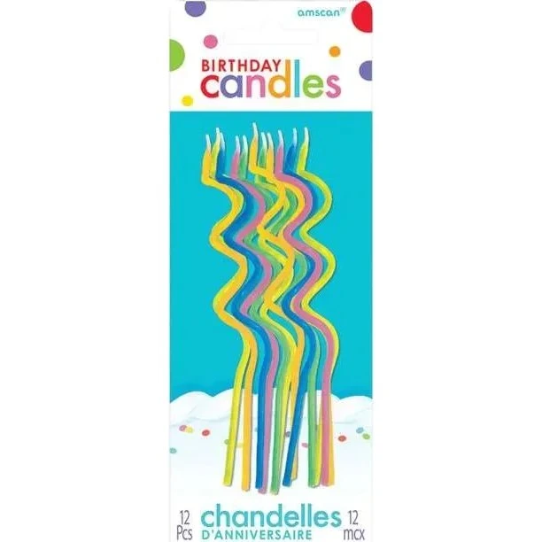 Amscan Świeczki Spiralne Kolorowe 12 szt. 12 cm