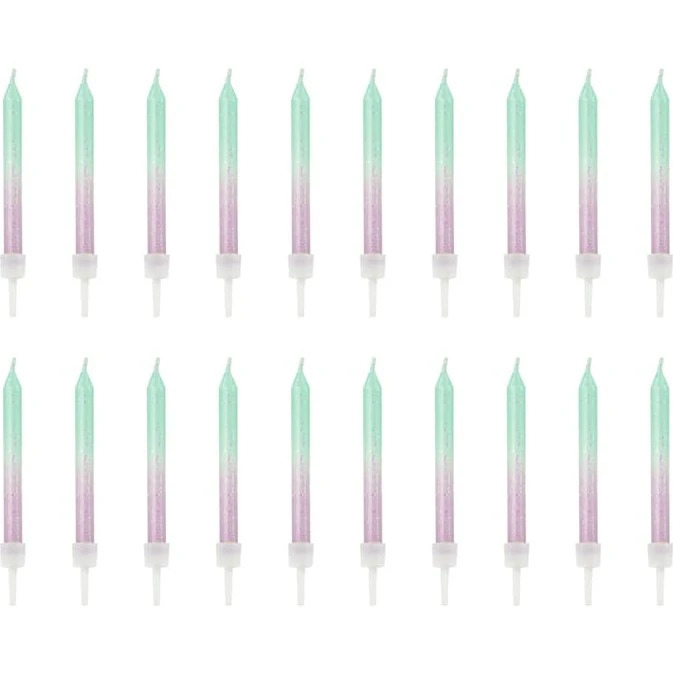 PartyDeco Świeczki urodzinowe ombre 6cm, 20 szt.
