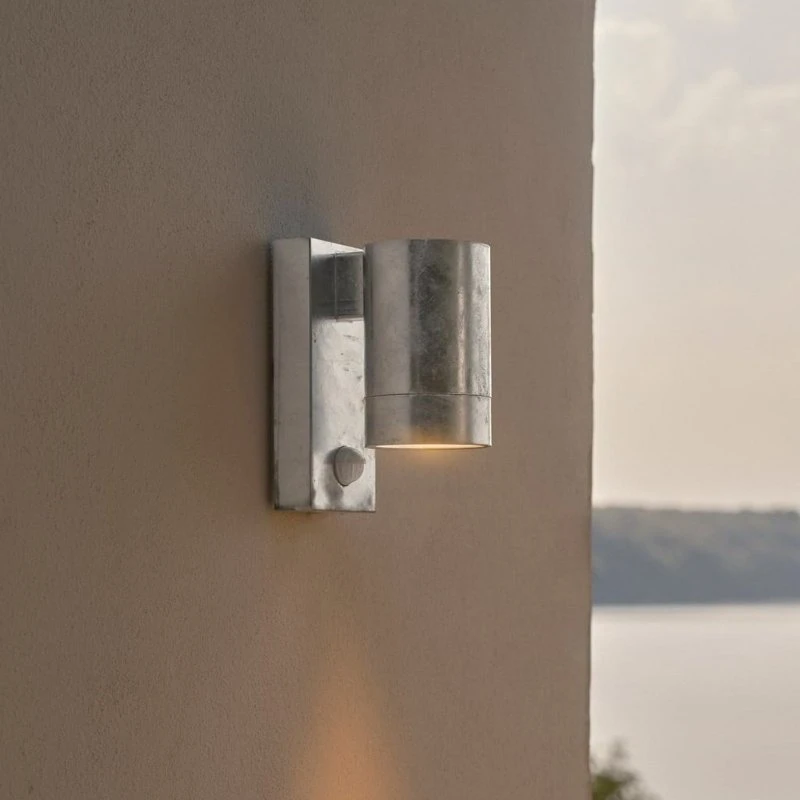 Nordlux Tin Maxi Lampa ścienna z czujnikiem ruchu, stal ocynkowana