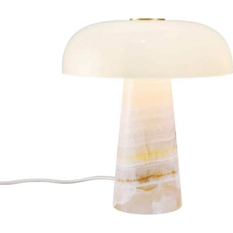 Lampa stołowa Glossy Nordlux, różowo-biała, marmur i szkło, 24 cm