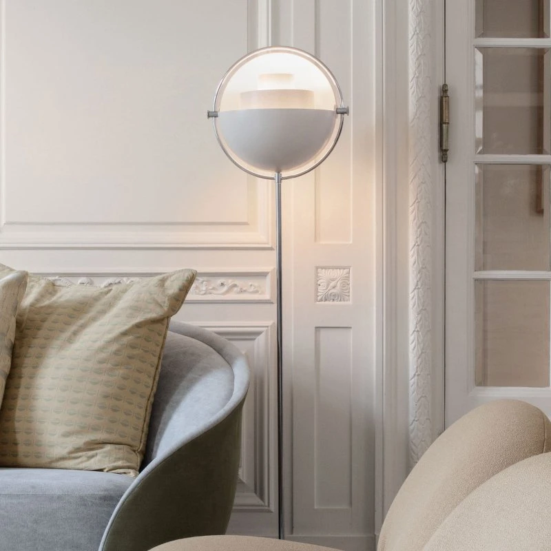 GUBI Multi-Lite Lampa Podłogowa Chrom/Biała