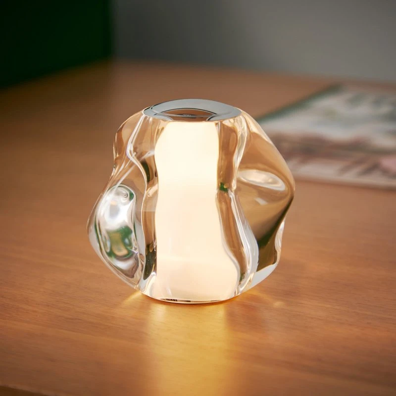 Lampa stołowa Ice Ball Loom Design - chrom, LED, akumulator