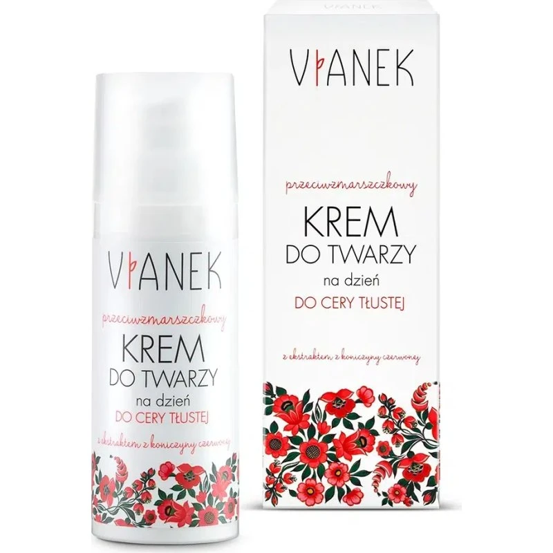 Vianek Przeciwzmarszczkowy krem do twarzy na dzień, cera tłusta, 50 ml