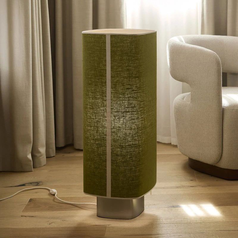 MARKET SET Lampa stojąca Dolce, kolor awokado, len, E27