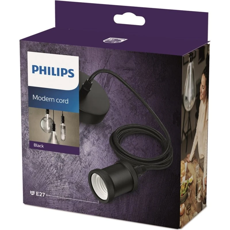 Żyrandol Philips Vintage czarny, oprawa E27