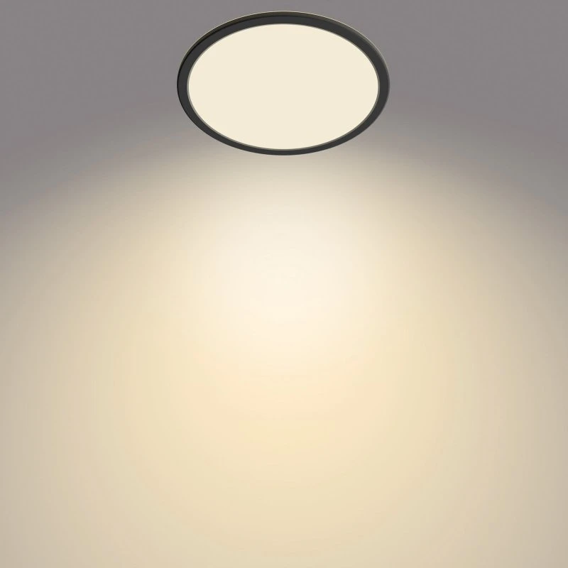 Philips Lampa sufitowa LED SuperSlim czarna Ø 24,5 cm IP44
