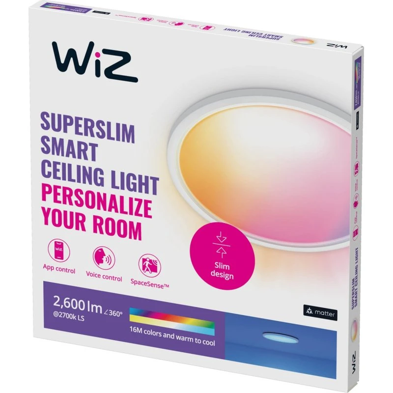 WiZ SuperSlim Lampa Sufitowa LED RGBW 42cm Biała