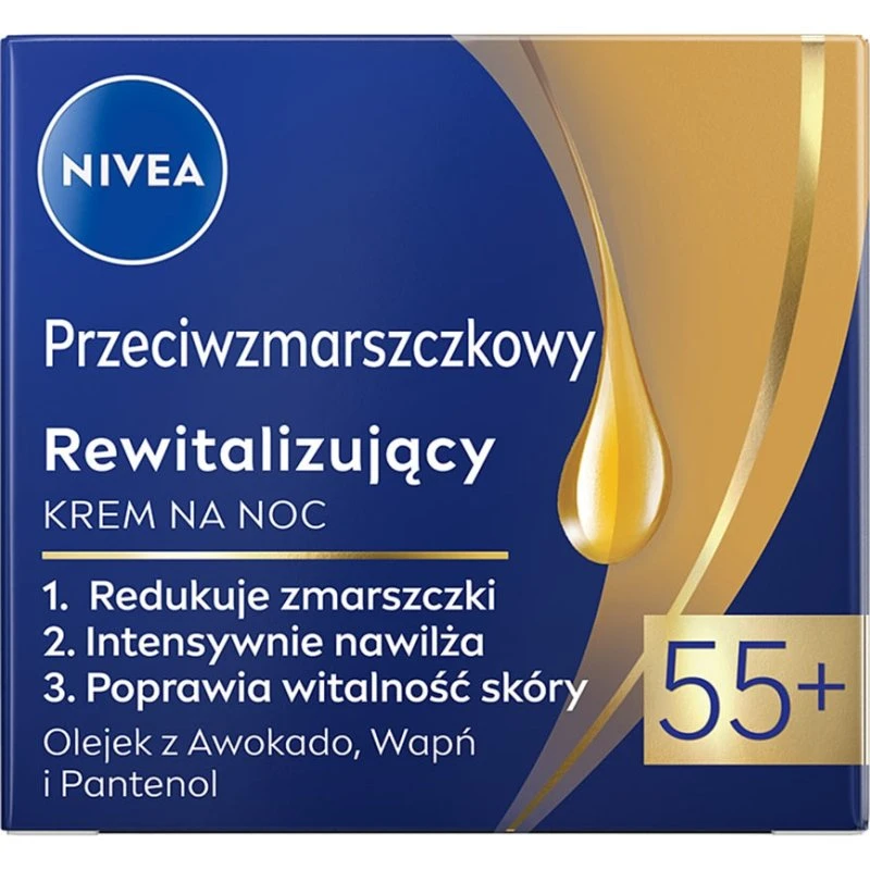 Nivea Przeciwzmarszczkowy + Rewitalizujący krem na noc 55+ 50ml