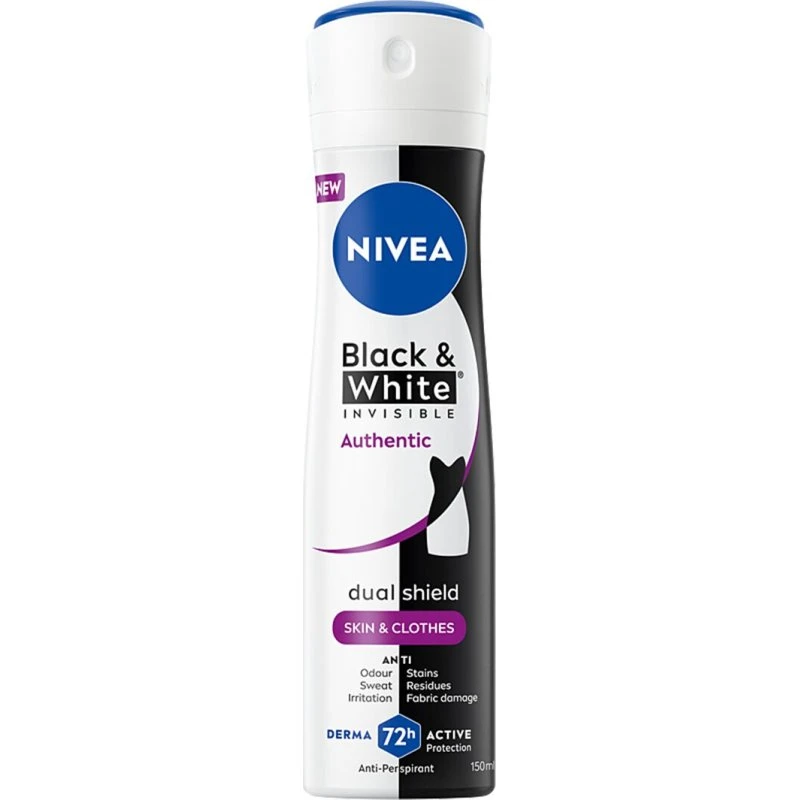 Nivea Black&White Invisible Authentic Antiperspirant Spray 150ml