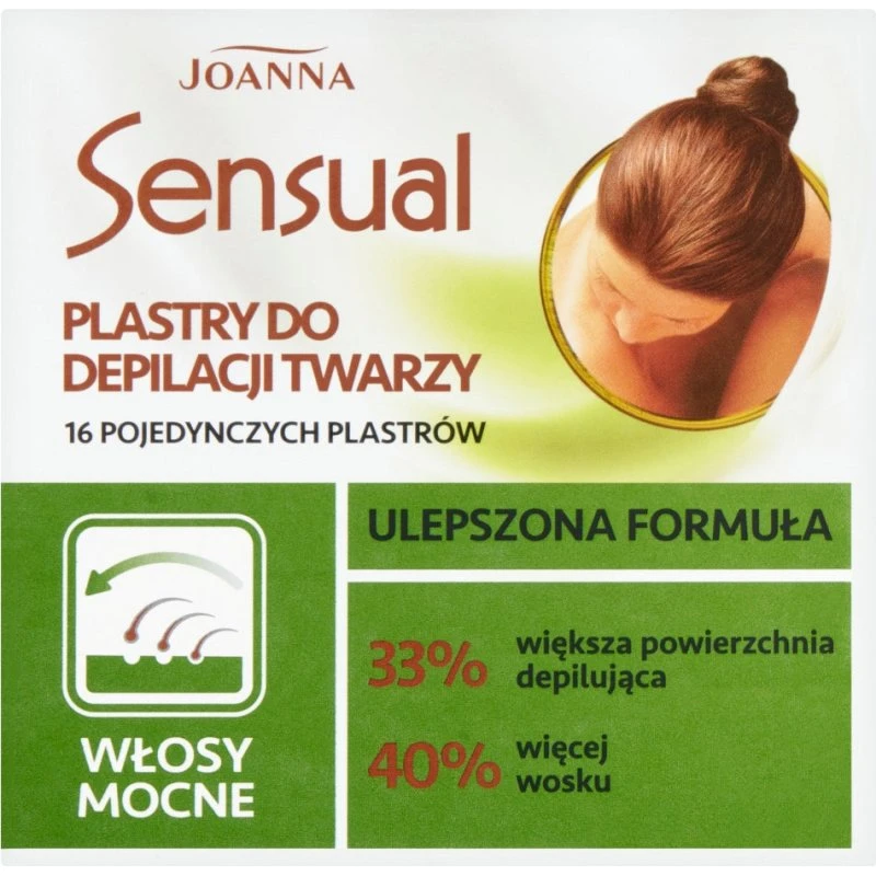 Joanna Sensual plastry do depilacji twarzy (włosy mocne) 16szt + oliwka