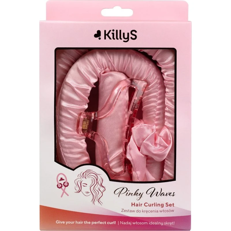 KillyS Pinky Waves wałek do kręcenia włosów ze scrunchie i klamrą