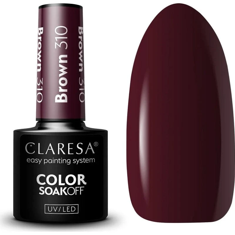 Claresa Color Soak Off UV/LED Brown 308 - Lakier hybrydowy 5g